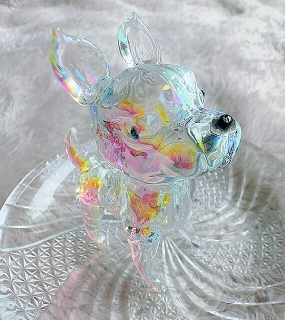 ☆虹色クリスタル 犬オブジェ | shr2023