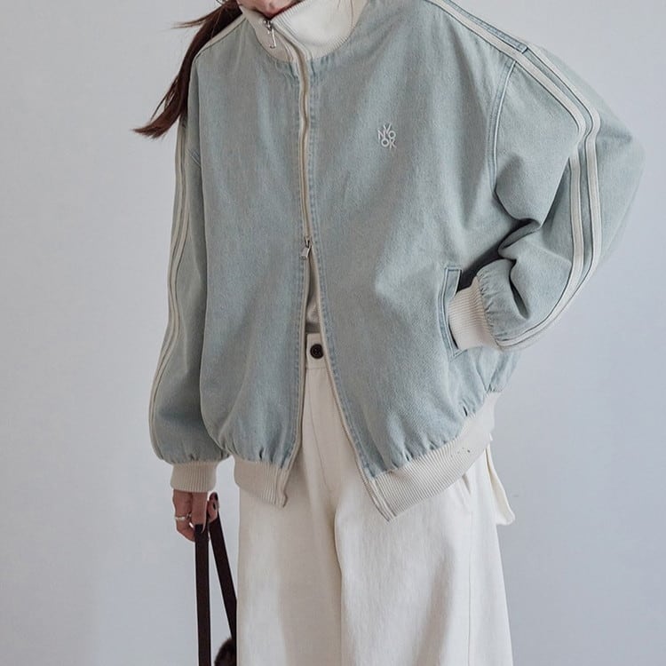 スタンドカラーデニムラインジャケット 2color [am03455] | amgot