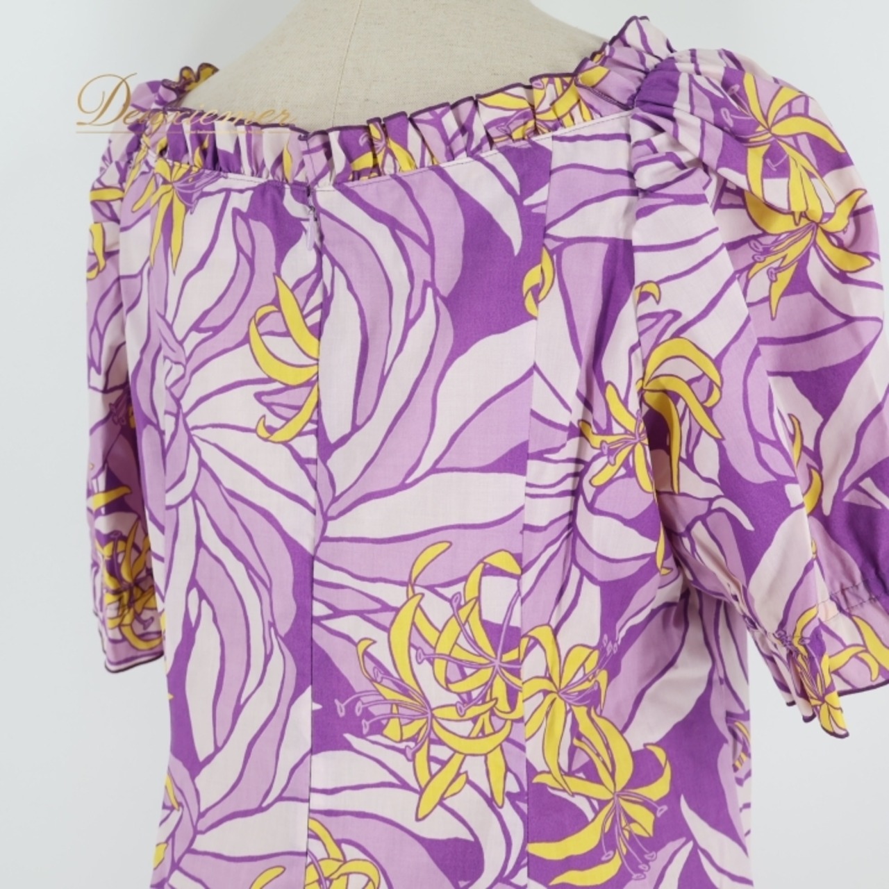 フラダンス 衣装 ワンピース ドレス パープル系 マーメイドライン エムエムジェイ 日本製 ハワイアンプリント アロハ フリル袖 かわいい おしゃれ 華やか レッスン 練習 MermaidLine MMJ ホワイト系 イエロー系紫 薄紫 白 黄 フラ ダンス フラダンス 衣装 ドレス ワンピース レディース ハワイアン フリル 袖 花柄 スカート 練習用 リゾート 上品 カジュアル かわいい おしゃれ 女性用 紫系