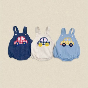 【BABY】秋新作ベビー カー刺繍サロペット ロンパース 男の子 ナチュラル カジュアルウェア