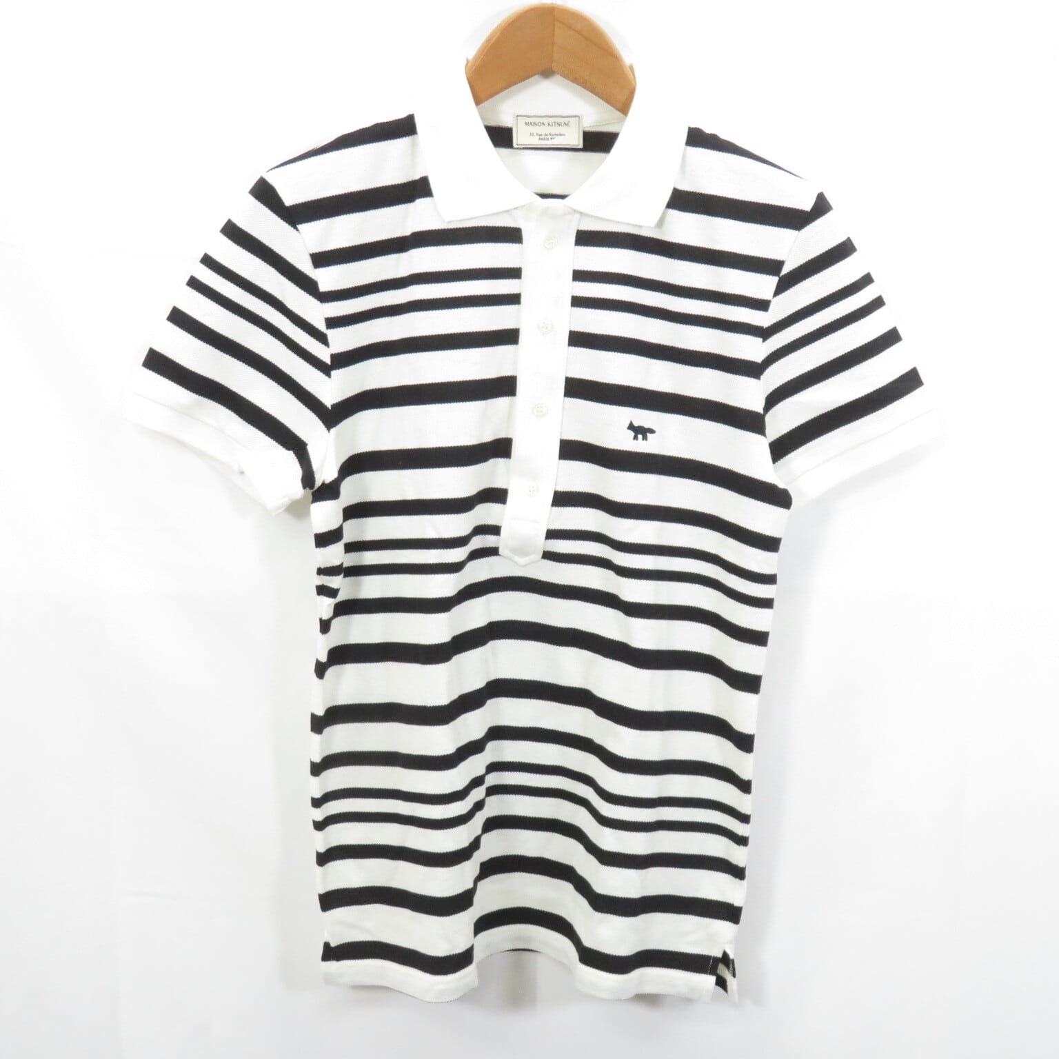 MAISON KITSUNE ボーダー 鹿の子 ポロシャツ sizeS/メゾンキツネ 美品