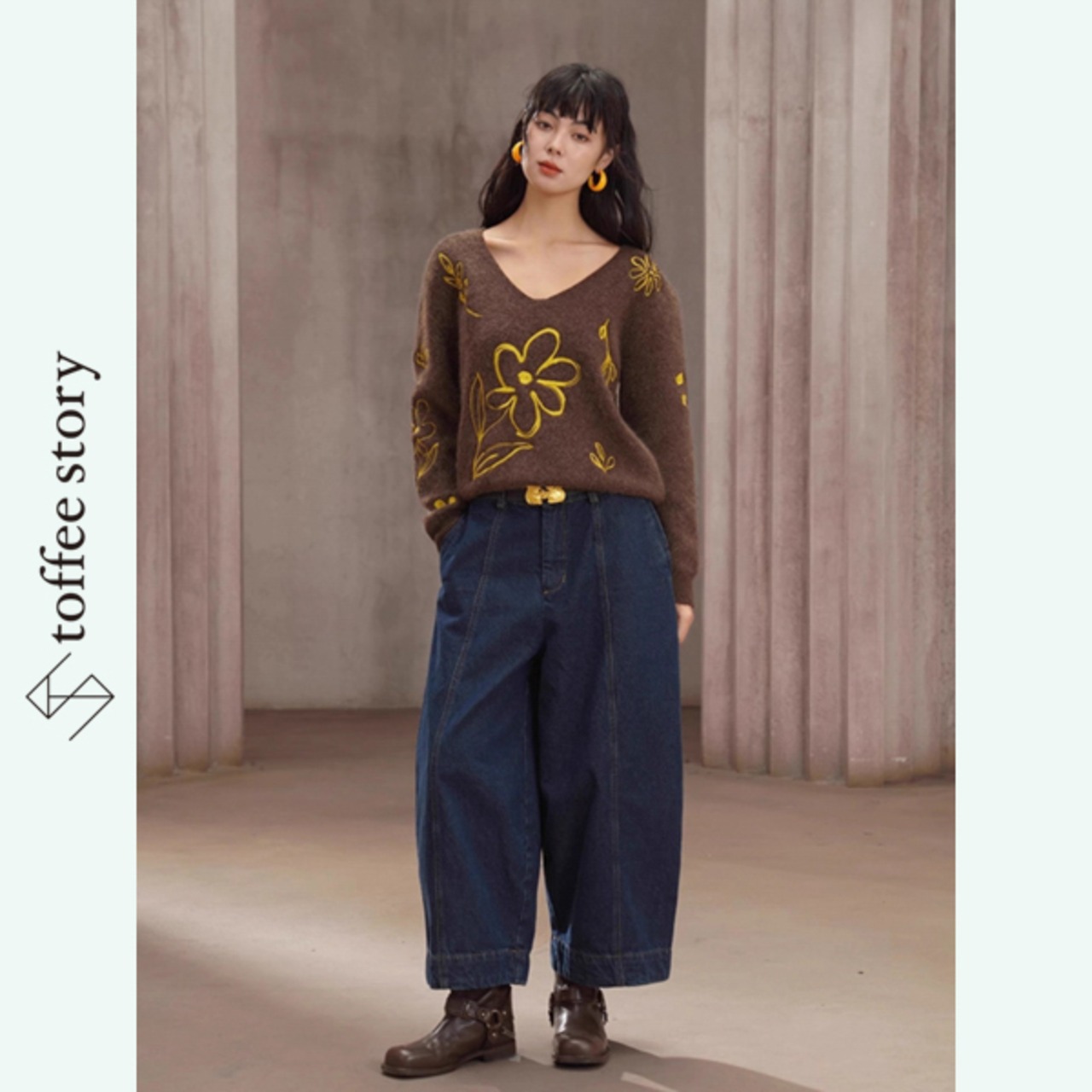 藍の庭を歩く幻のワイドデニム 《C0260》