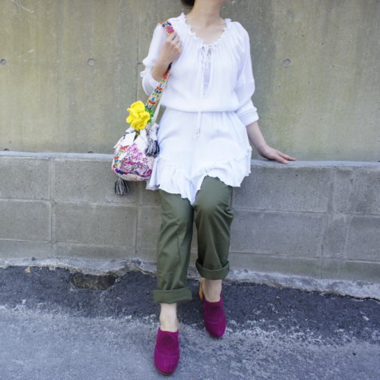 Topanga Fashion ティアードフリルミニドレス　ホワイト