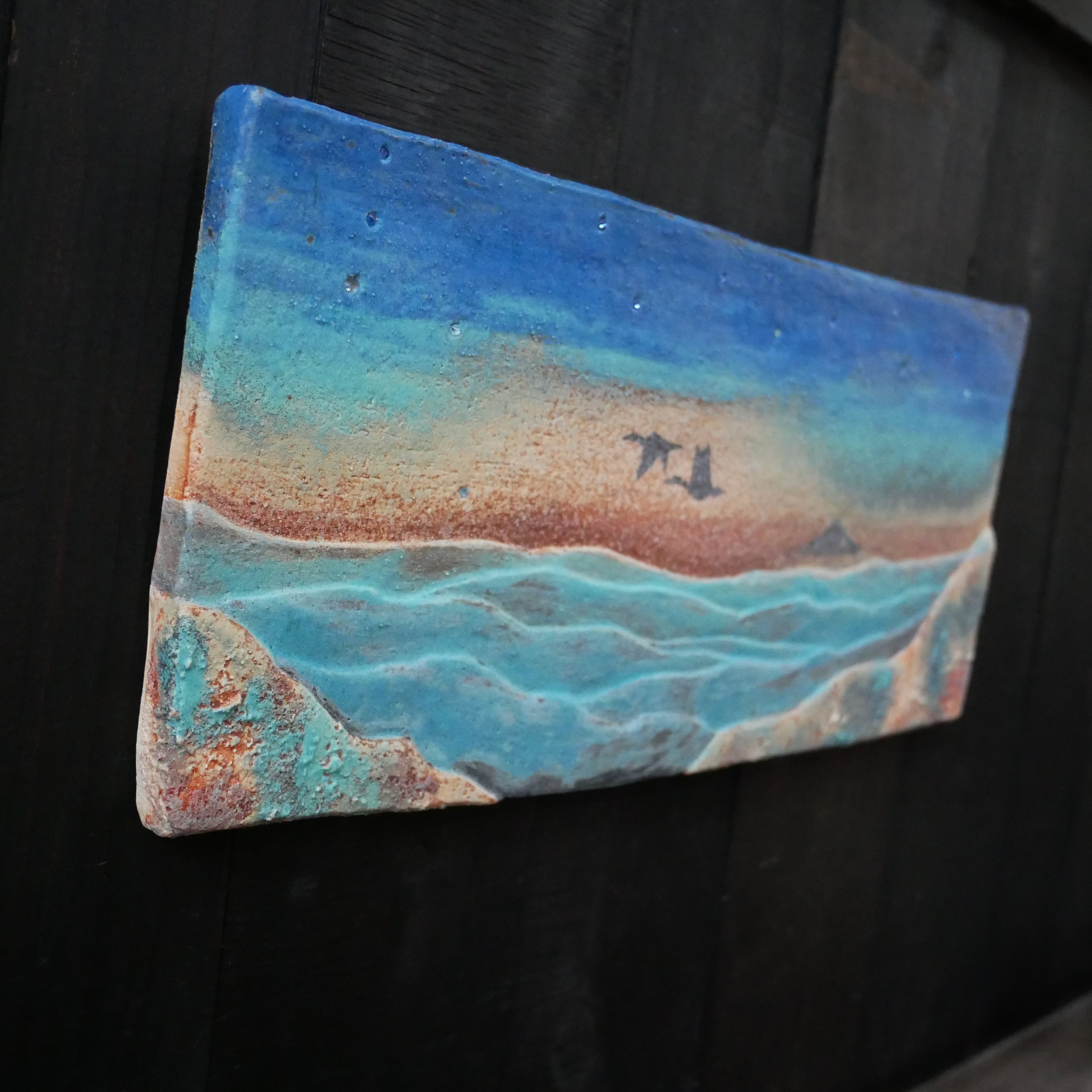 渡り鳥と富士 陶板レリーフ | Haneco