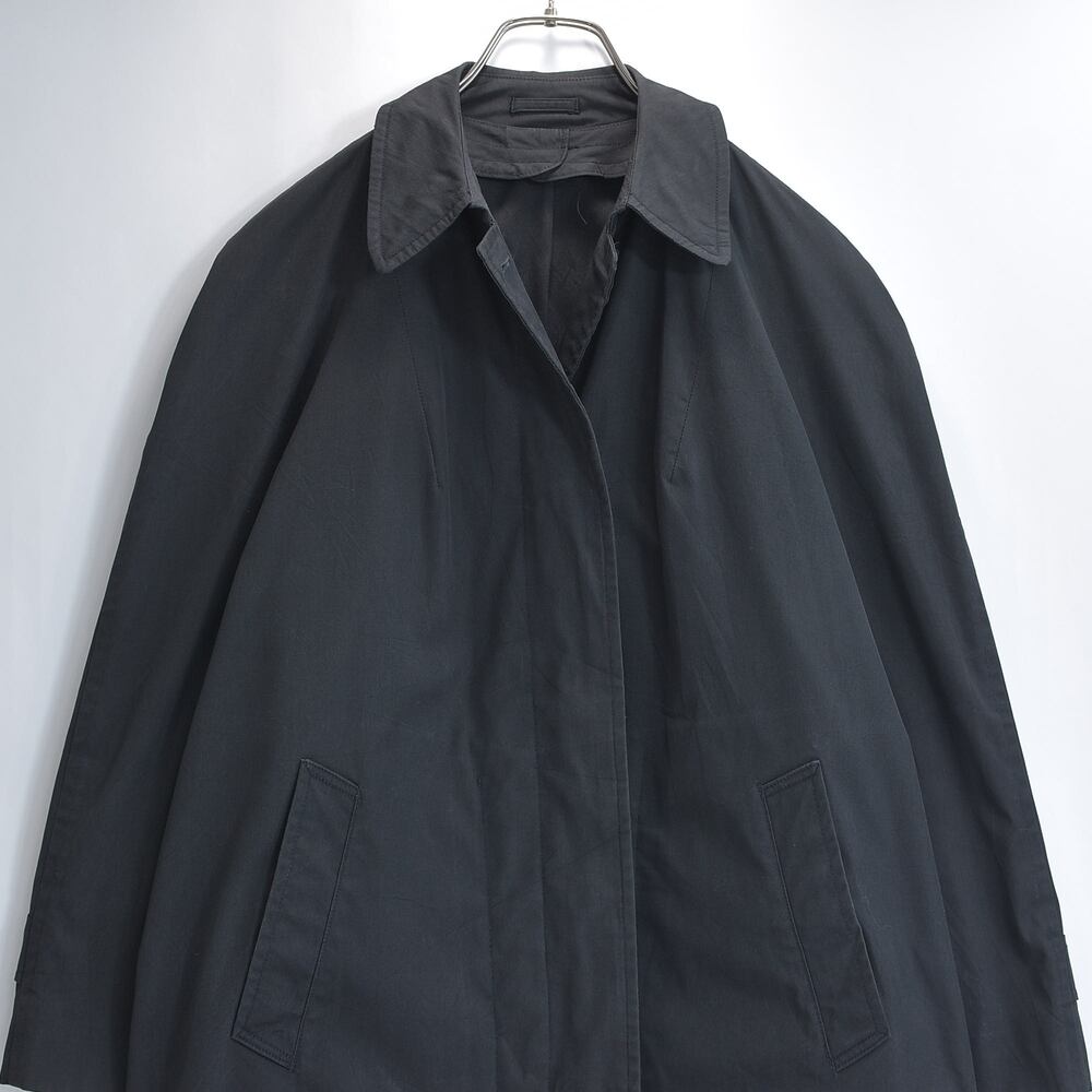 80s London Fog ロンドンフォグ ステンカラーコート ロングコート 比翼仕立て ラグラン袖 Maincoats ブラック USED ヴィンテージ ビンテージ 古着 レディースL~サイズ相当