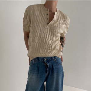 ヘンリーネックニットTシャツ　MT0080441