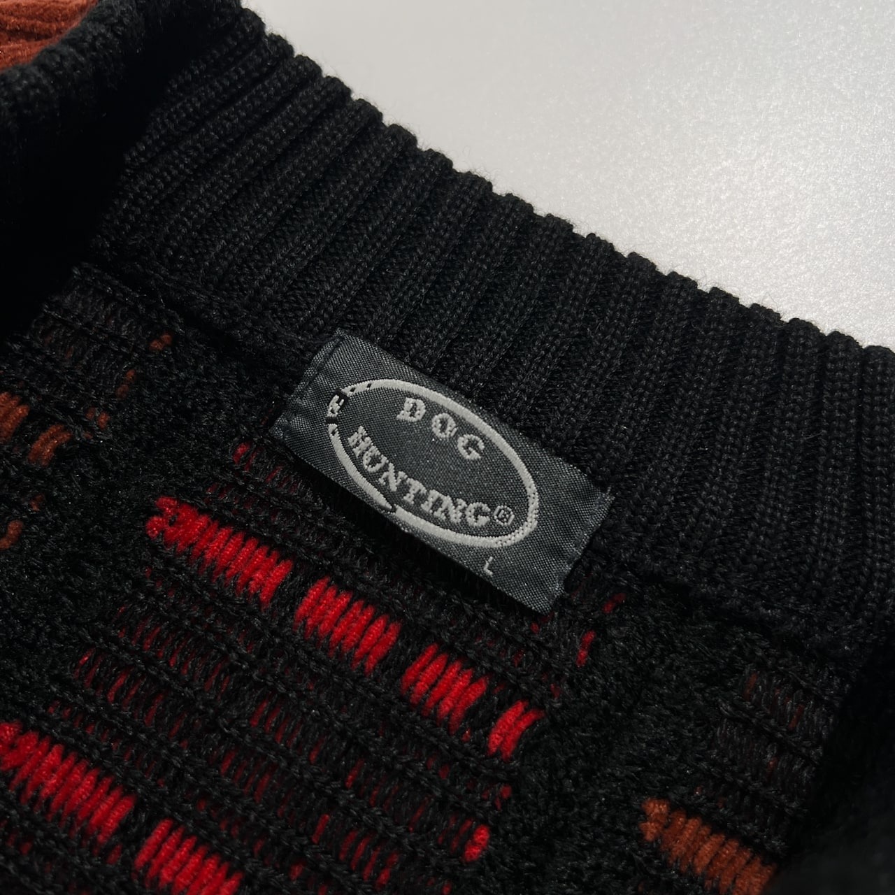 DOG HUNTING ドッグハンティング 3D 立体編み 総柄 ハーフジップ ニット ベスト サイズ L /レッド×ブラック系 紳士