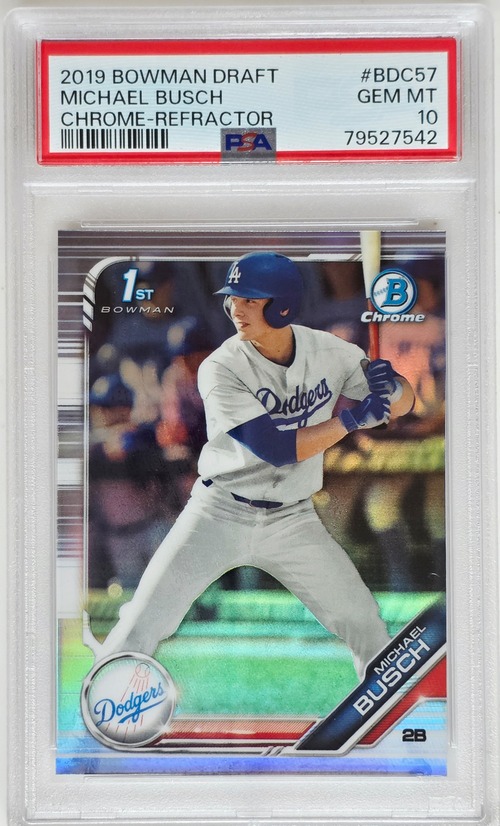 Michael Busch|2019 Bowman DRAFT|Dodgers /Cubs|Chrome Refractor |PSA10