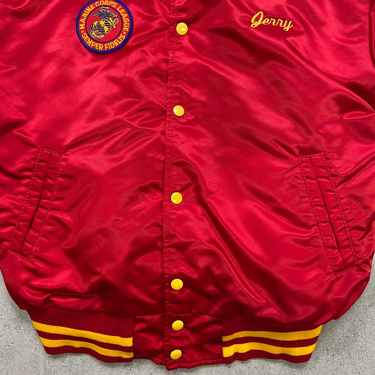 90年代 USA製 MARINE CORPS LEAGUE MCL 襟付き スタジャン メンズL相当