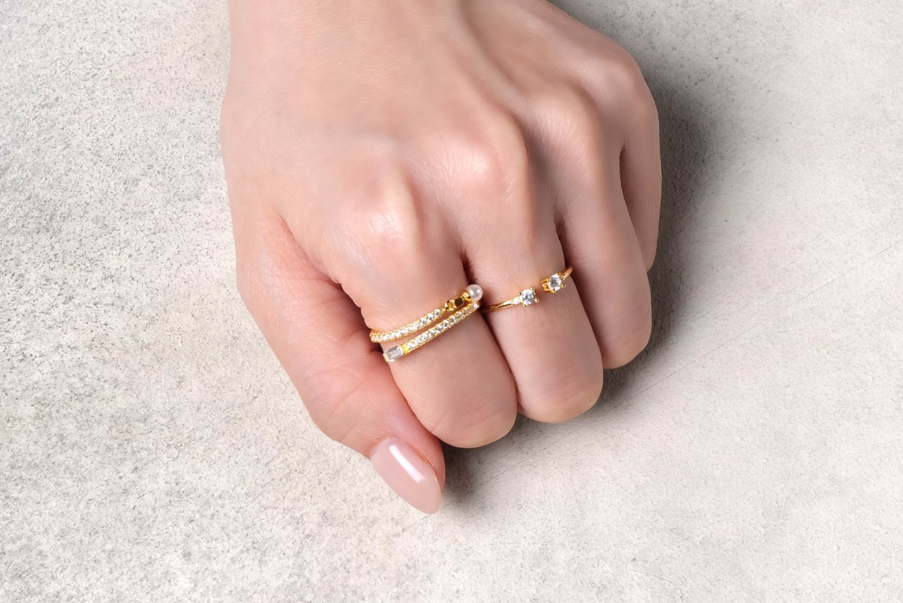 S925 DOUBLE MINI ZIRCONIA OPEN RING GOLD 6
