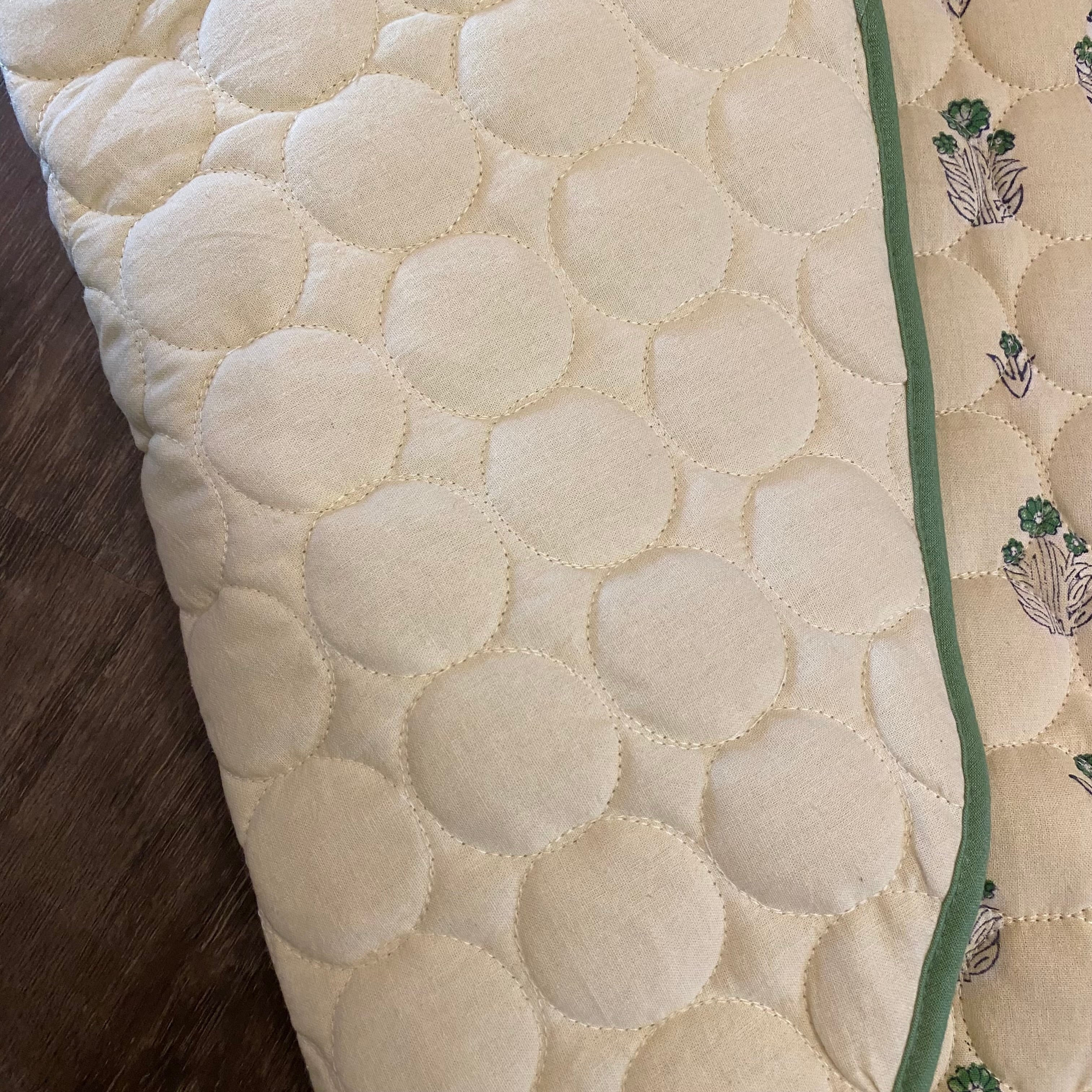 ブロックプリントのキルトラウンドマット（φ100cm） | 雑貨店 amairo