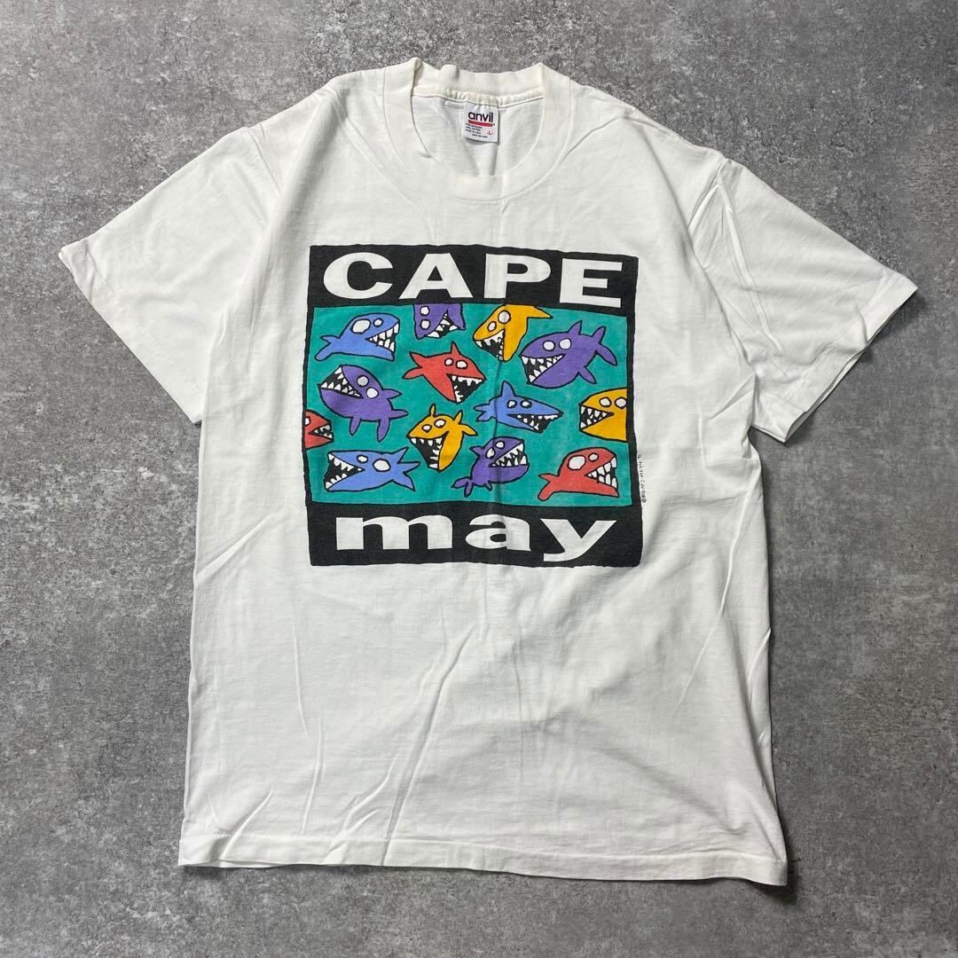 90s USA製 Cape May アート 絵画 絵 魚vintage Tシャツ