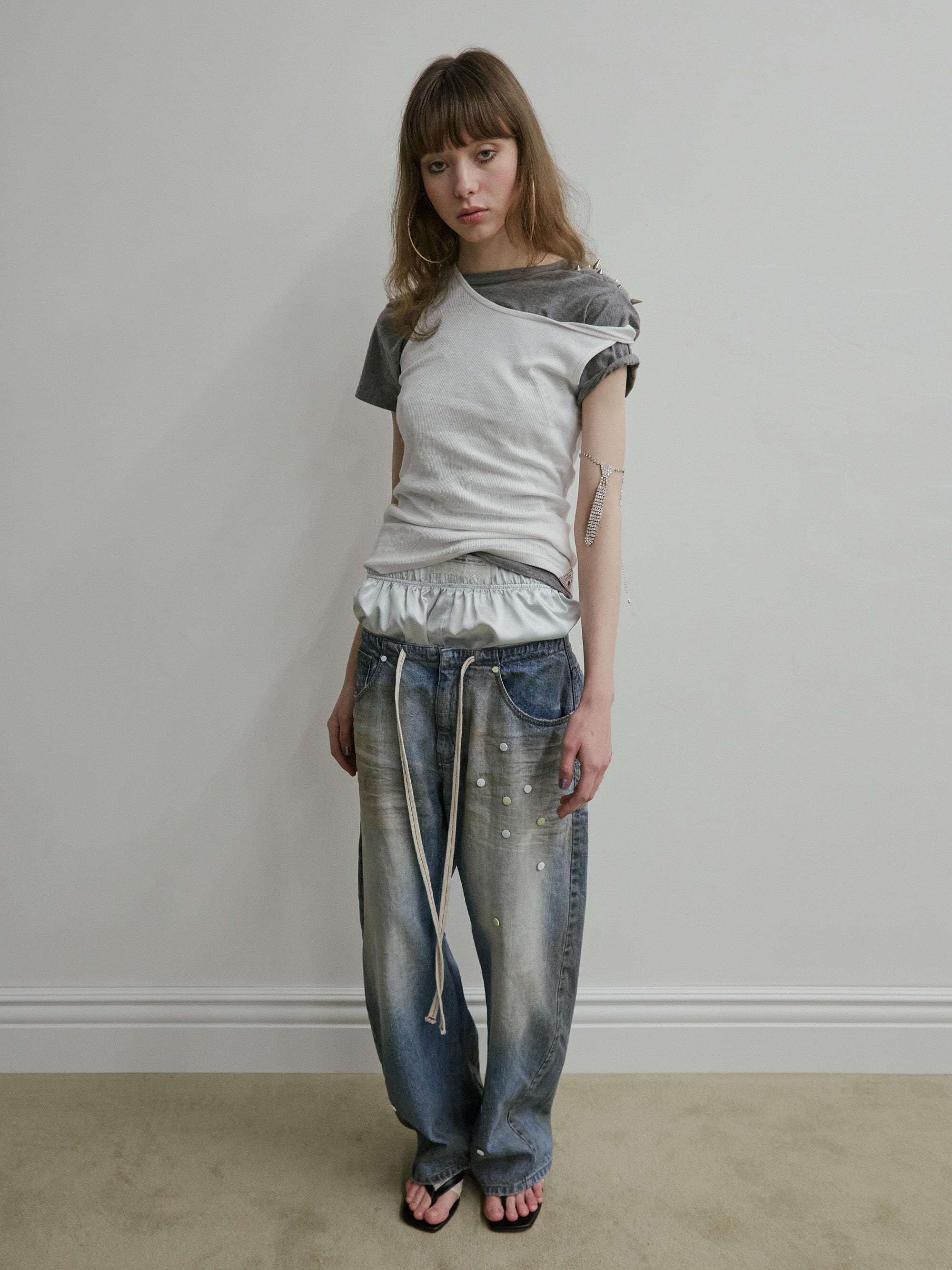 スカルプター　フレアデニム 韓国 SCULPTOR] Pill Denim Pants Light Blue 正規品 韓国ブランド 韓国通販