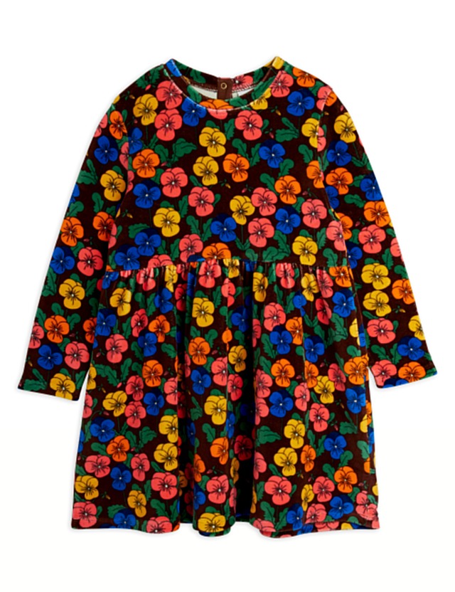 ②【26AW】minirodini( ミニロディーニ)Violas aop velor dress multi(80-86/92-98/104-110/116-122/128-134/140-146)ワンピース 花柄 ベロア