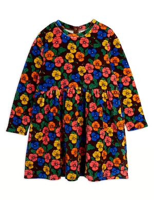 ②【26AW】minirodini( ミニロディーニ)Violas aop velor dress multi(80-86/92-98/104-110/116-122/128-134/140-146)ワンピース 花柄 ベロア
