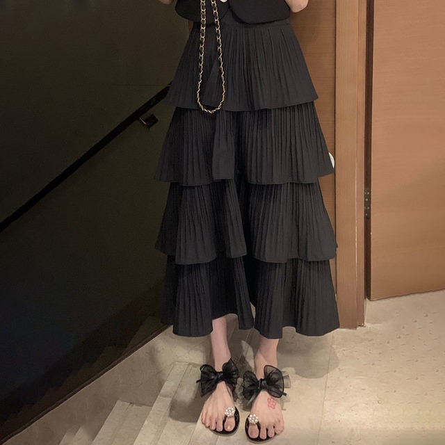 スカート レディース ロング ロング丈 ロングスカート ティアード ウエストゴム 無地 かわいい 可愛い 日常 普段使い デート お出かけ 普段着 10代 20代 30代 春 夏 フェミニン ガーリー キュート 休日 カジュアル シンプル お洒落 おしゃれ オシャレ ハイセンス トレンドアイテム 黒 ブラック S M L 2XL 大きいサイズ 着やせ 体形カバー 着回し モテ 大人 コーデ コーディネート 韓国ファッション オルチャン 送料無料
