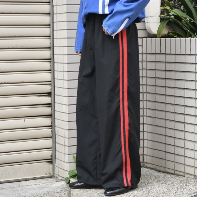 side line wide nylon pants