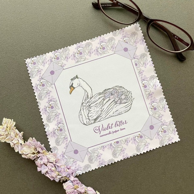 《鳥/白鳥》クリーニングクロス 菫色の手紙 メガネ拭き nemunoki paper item