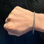 スターリング シルバー ガンメタル 4.4mm ラウンデッド ボックス チェーン ブレスレット：MIC ミック