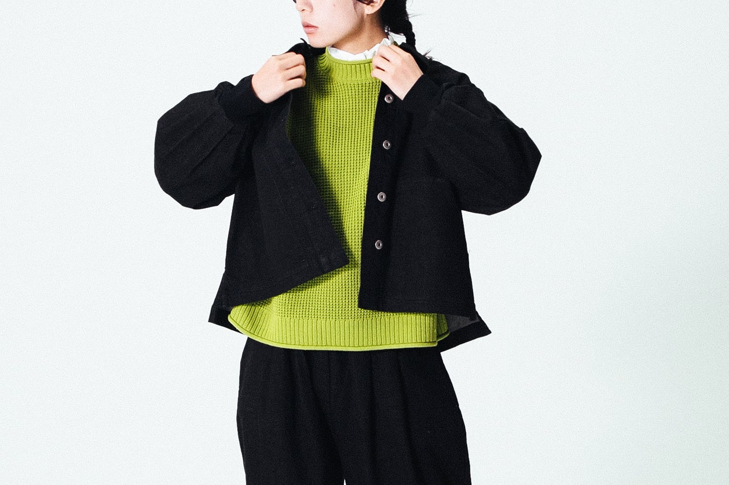 STRETCH DENIM RIB JACKET : ストレッチデニム リブジャケット