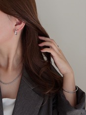S925 シルバーフラワーフープピアス
