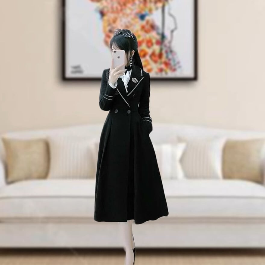 SEASONZ セミロリ コート 防寒 ベルト付き ロング丈 大人増し ガーリー