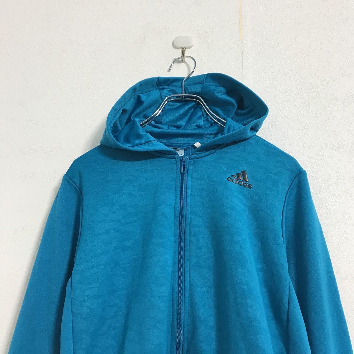 adidas ロゴ ジャージ パーカー キッズ L グリーン アディダス ジップ