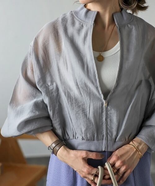 ボリュームスリーブシアーブルゾン | peachflower