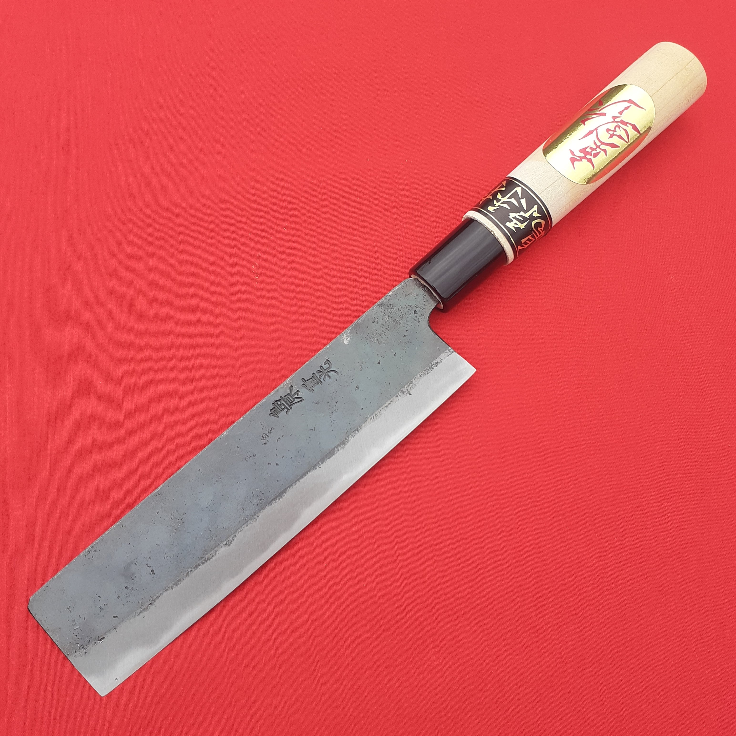 値下げ‼️ 菜切り包丁　刃渡20.5㎝ Amazon | 源明利 菜切包丁 黒打 白二多層鋼 165mm 胡桃柄 | 澤