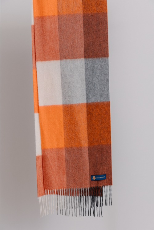 カシミヤ100％ ブロックチェックマフラー(3色)
