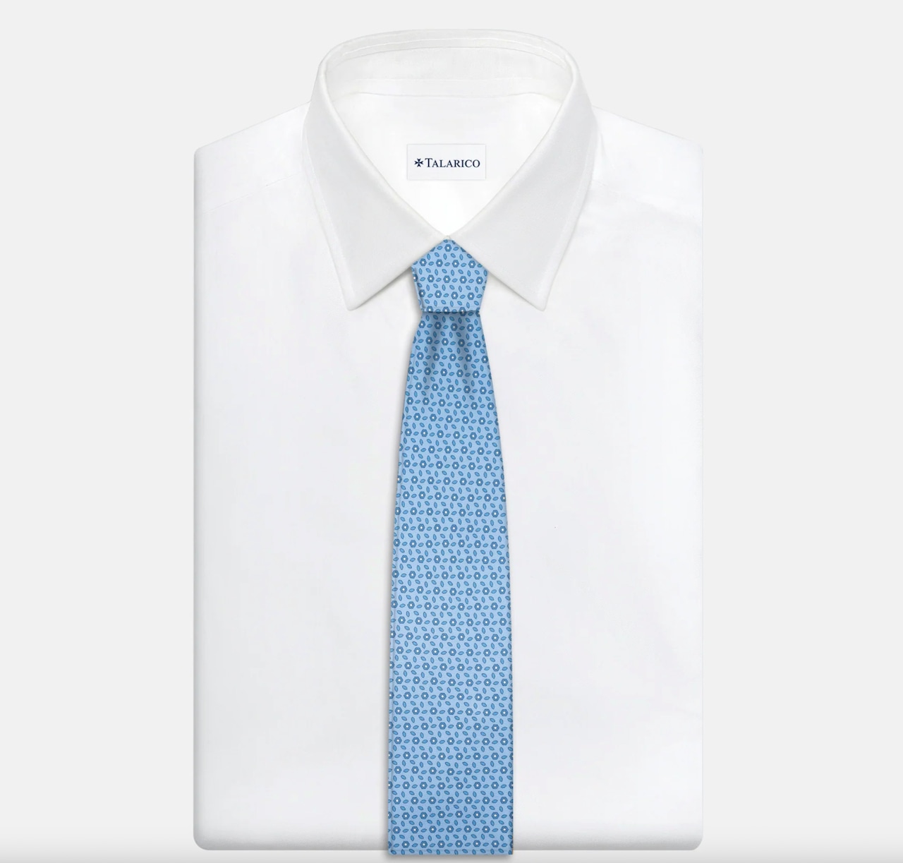 Cravatta 3 pieghe in Seta, Fantasia Floreale, Celeste - JA057079-4