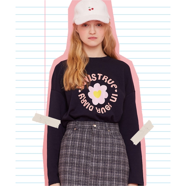 [LUV IS TRUE] MD FLOWER TEE(NAVY) 正規品 韓国 ブランド TOP ロンT　