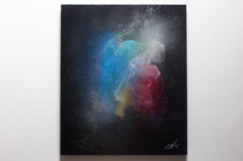 画家 現代の抽象作品 抽象 現代絵画 抽象画 油彩 金箔使用 油絵 絵画 現代