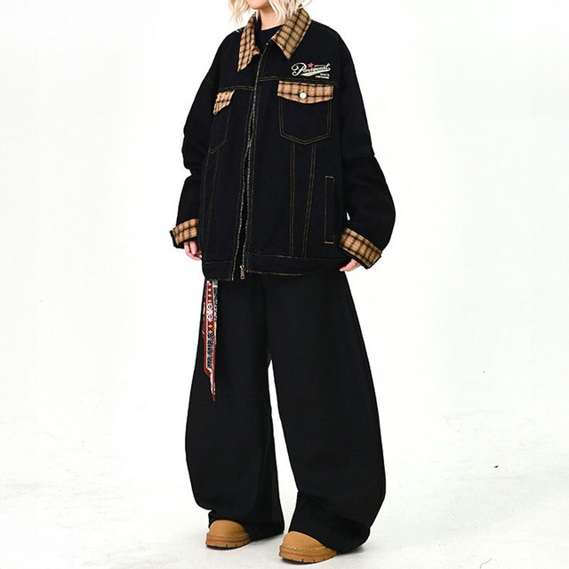 チェックアクセントワークミックスブルゾン
 1col   R01576