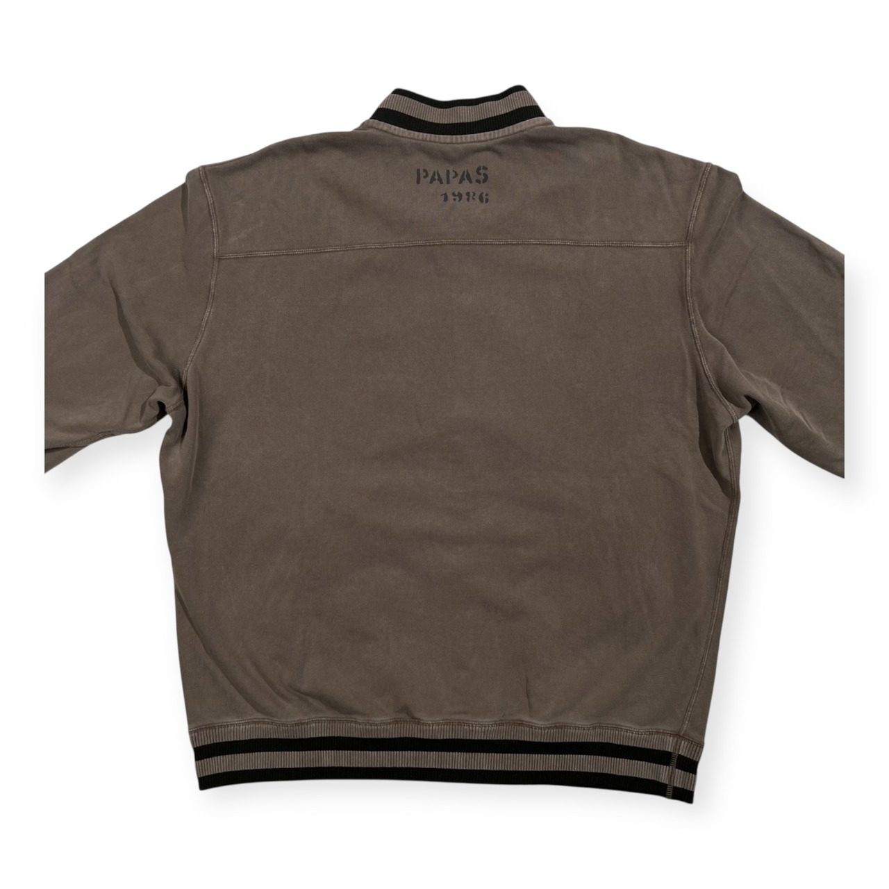 PAPAS パパス ロゴプリント 洗い加工 ライトコットン ジャケット スタジャン風 サイズ 48 M /グリーングレー系/メンズ/日本製