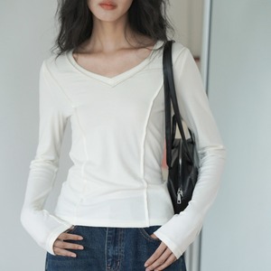 minimal slim vneck tops　k-0070