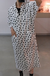 80's mood square dot shirt dress