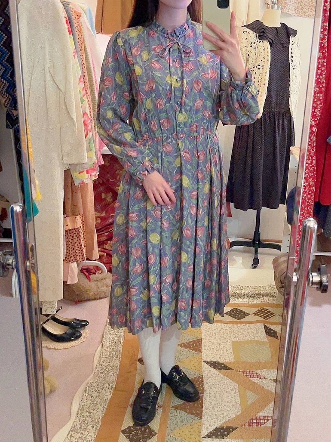 yellow red tulip frill ribbon one-piece