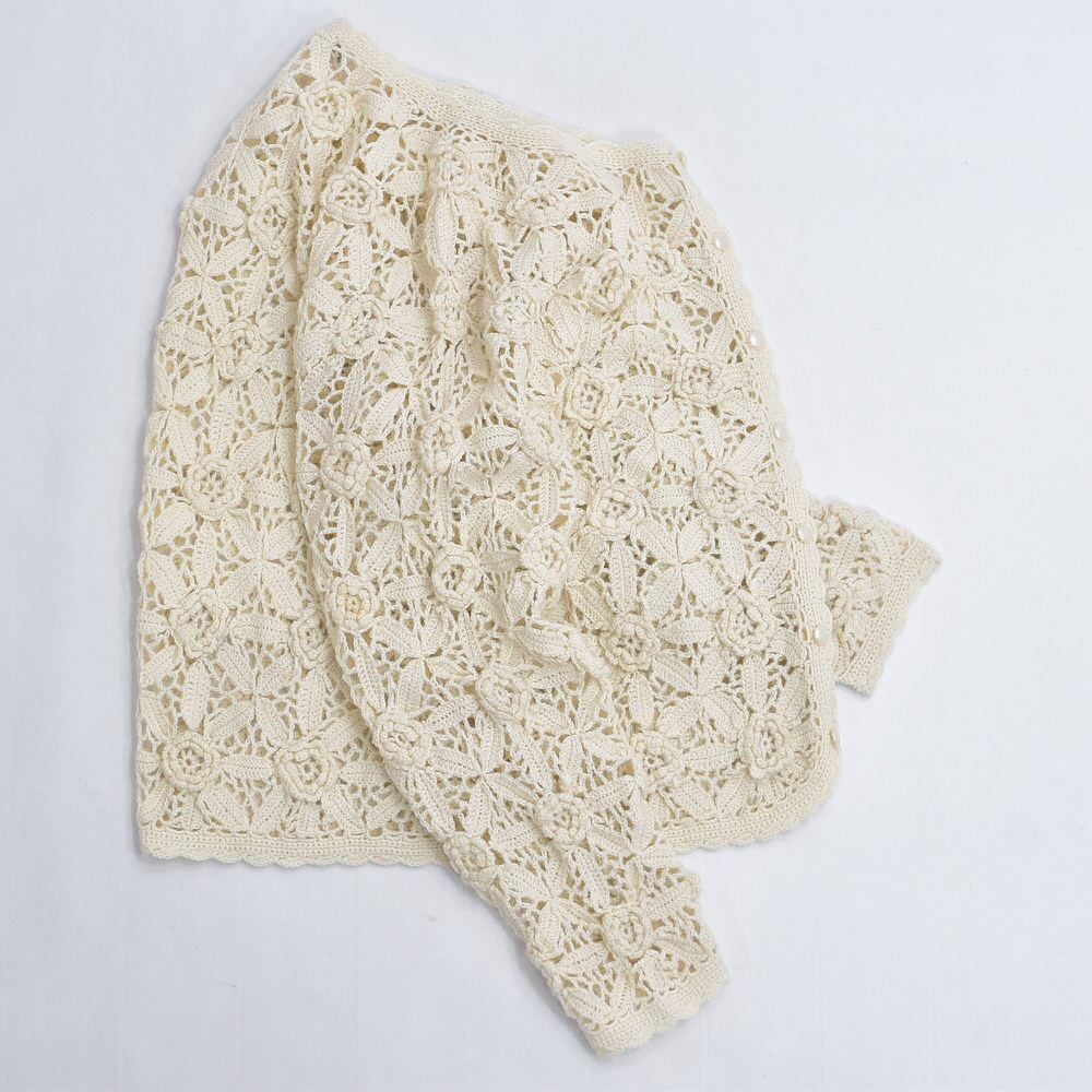 90s vintage 3Dフラワーモチーフ クロシェニット レディース XS 90s vintage 3Dフラワーモチーフ クロシェニット レディース XS