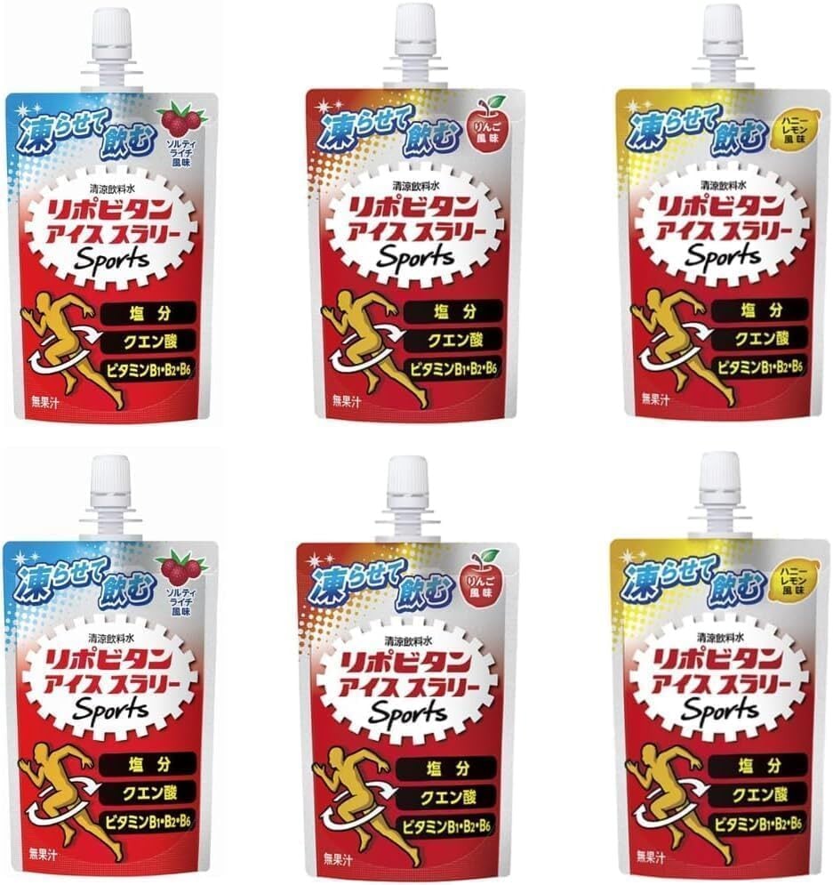 リポビタン アイススラリー Sports 120g ×6 熱中症対策 熱中症予防 栄養補給 (3種アソート(りんご風味×2 ソルティライチ風味×2 ハニーレモン×2))