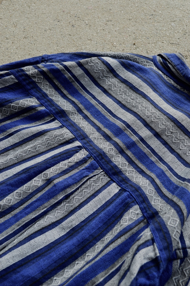 SOSTANZA 1990's From USA Stripe Geometric Cotton Blanket Long Shirt ソスタンツァ 90s ブランケットシャツ