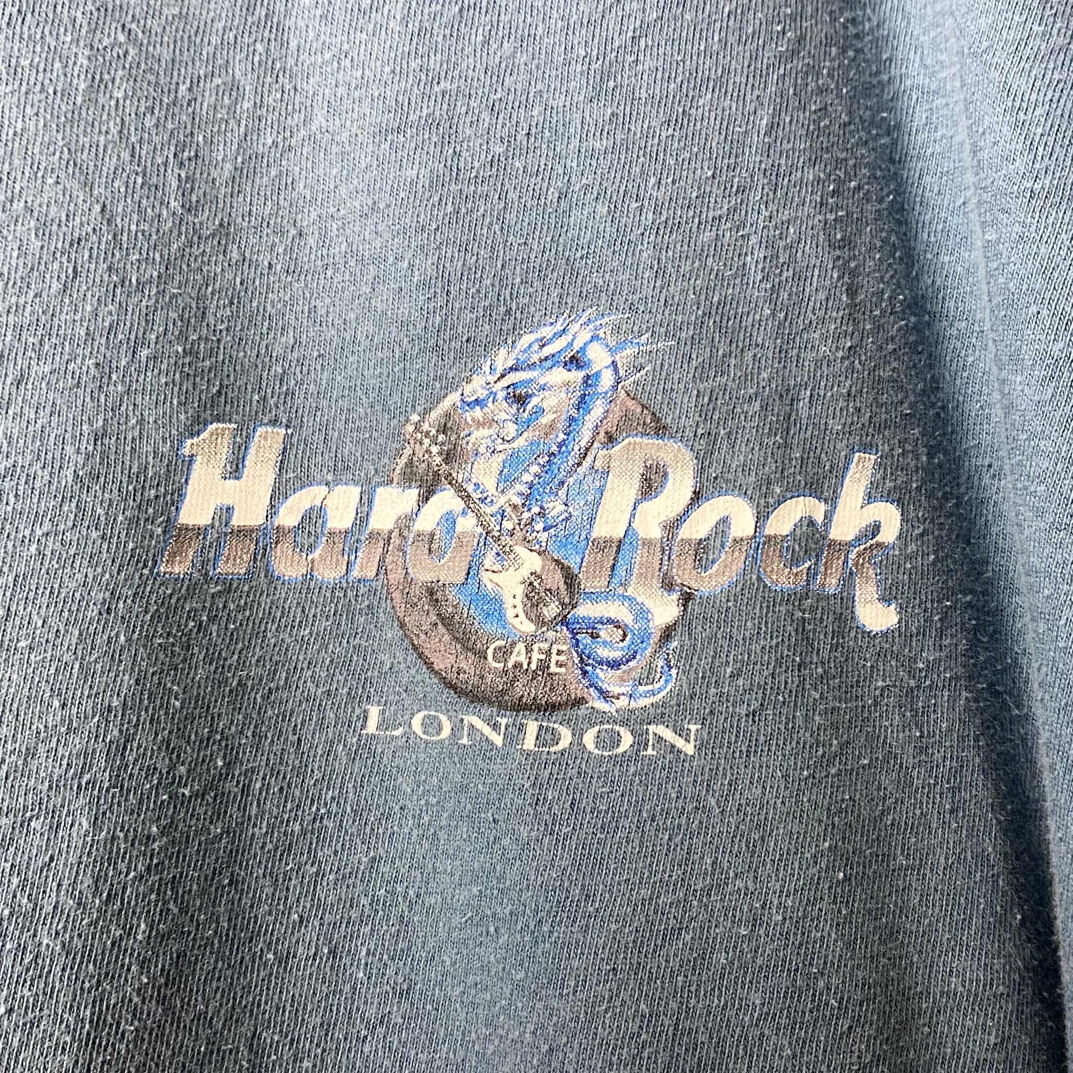 HARD ROCK CAFE LONDON blue gray color dragon×guitar print tee