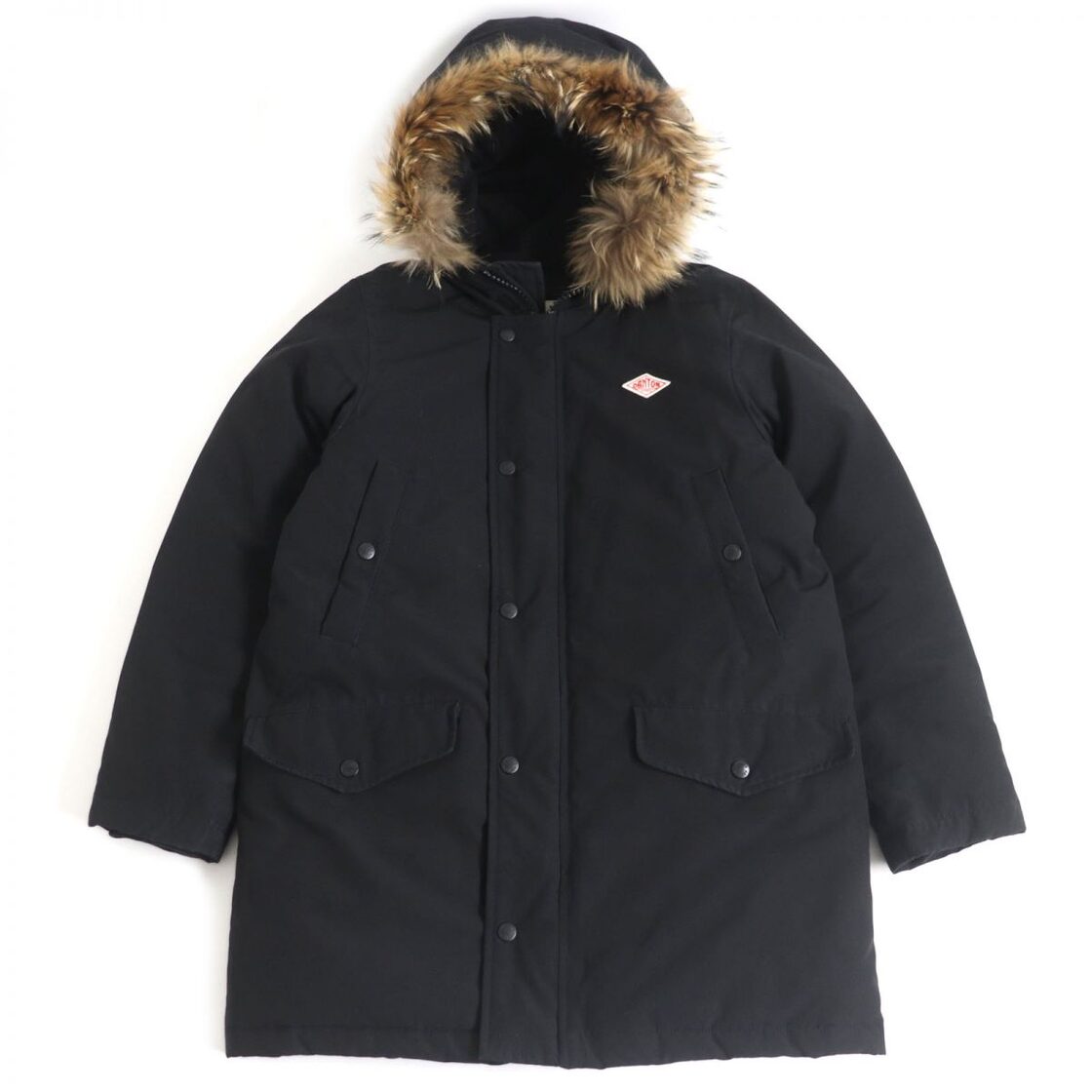 良品□DANTON/ダントン ロゴ入り ラクーンファー フーデッド WZIP 