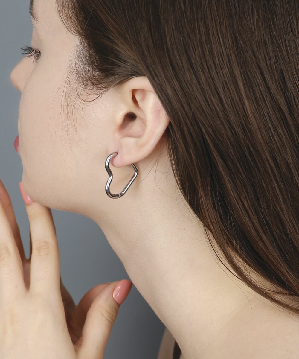 【SELECT】サージカルステンレス 316L ハート フープピアス / 金属アレルギー対応