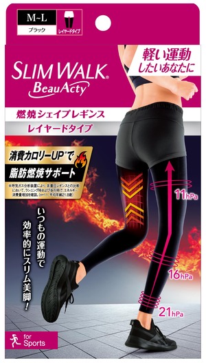 【人気】スリムウォーク 着圧レギンス ビューアクティ 燃焼 シェイプ レギンス ブラック M-L 着圧 スポーツ ビューアクティー