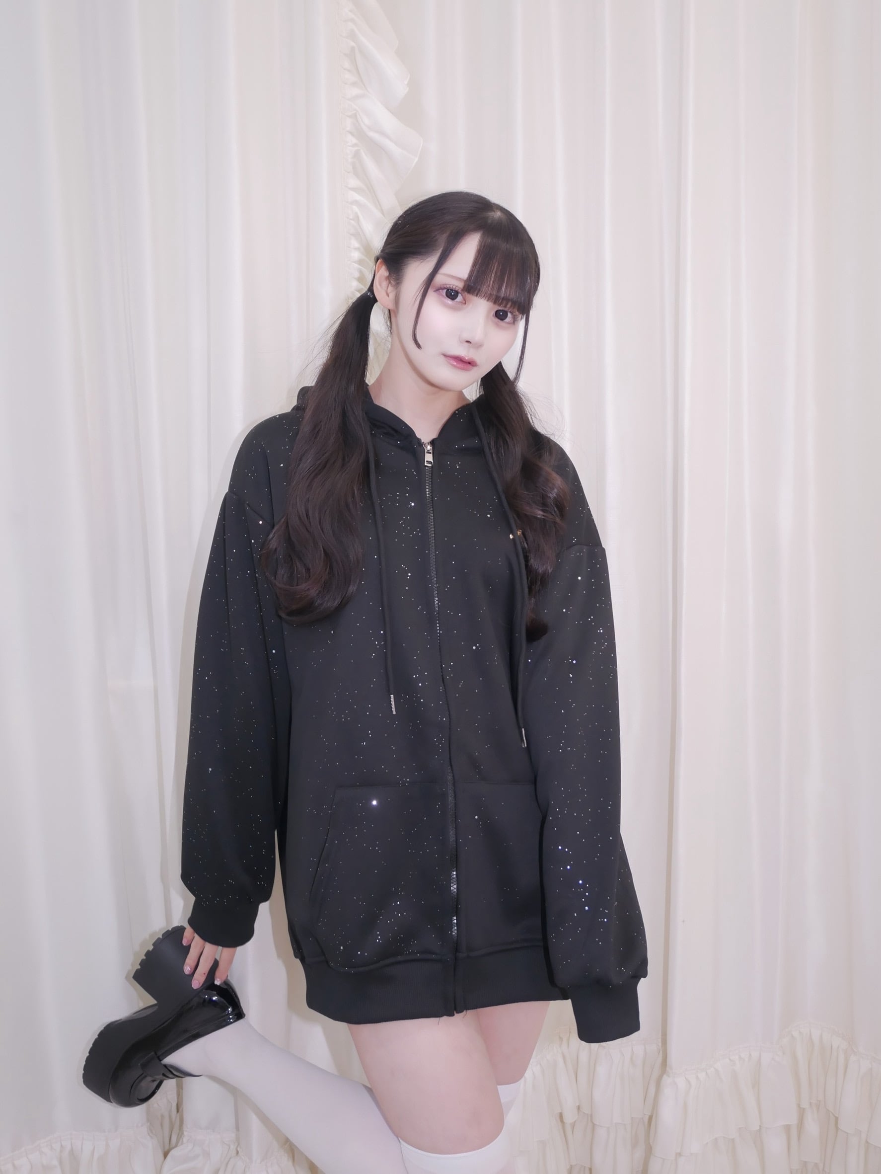 sparkle zip up hoodie