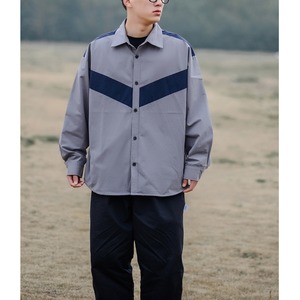 V-design oversized button-down shirt 0177