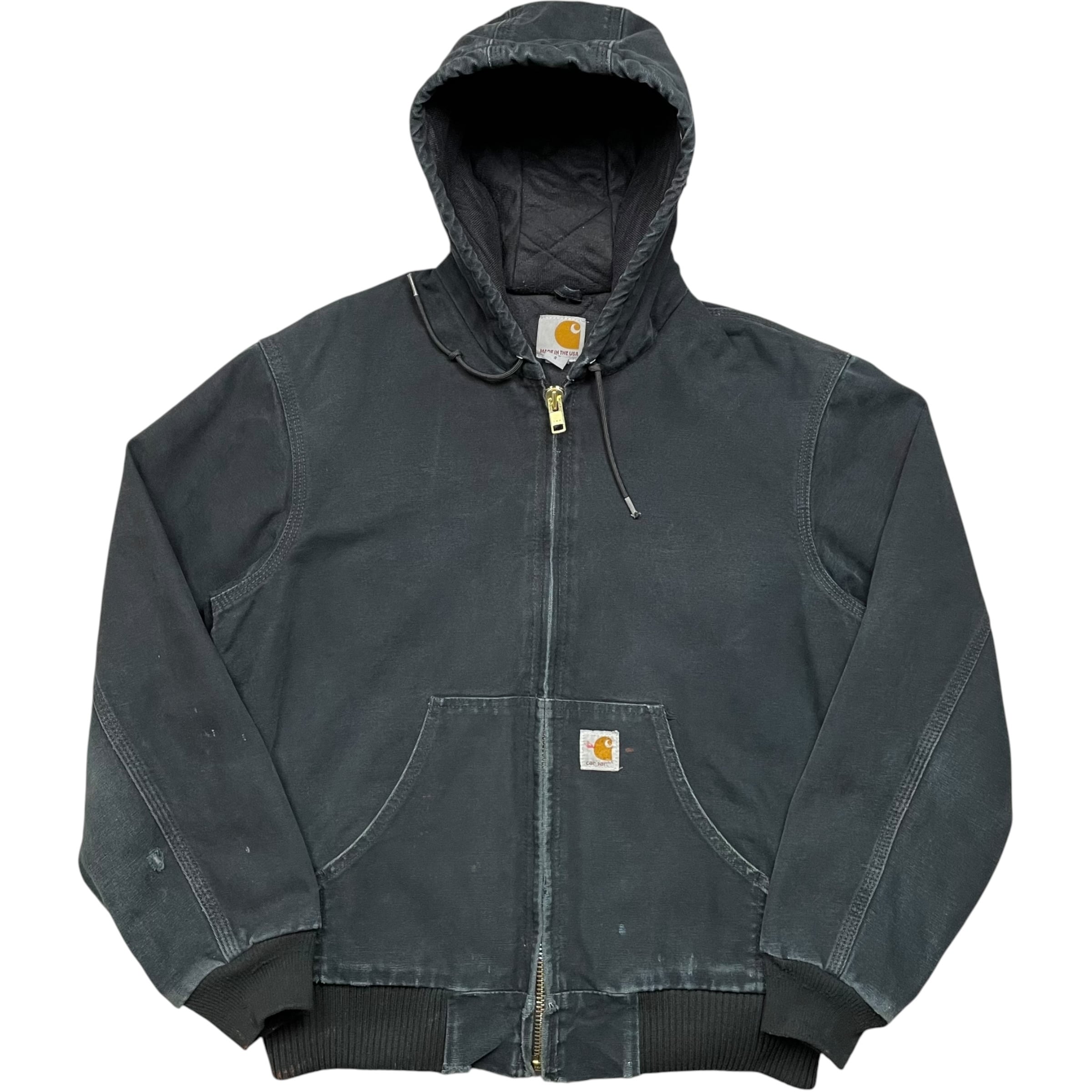 《S》 Carhartt カーハート 希少サイズ アクティブジャケット ダックジャケット フェード 雰囲気◎ ブラック USA製 no.10290