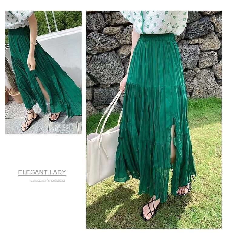 スリット入り　楊柳スカート　AJ11394-D004