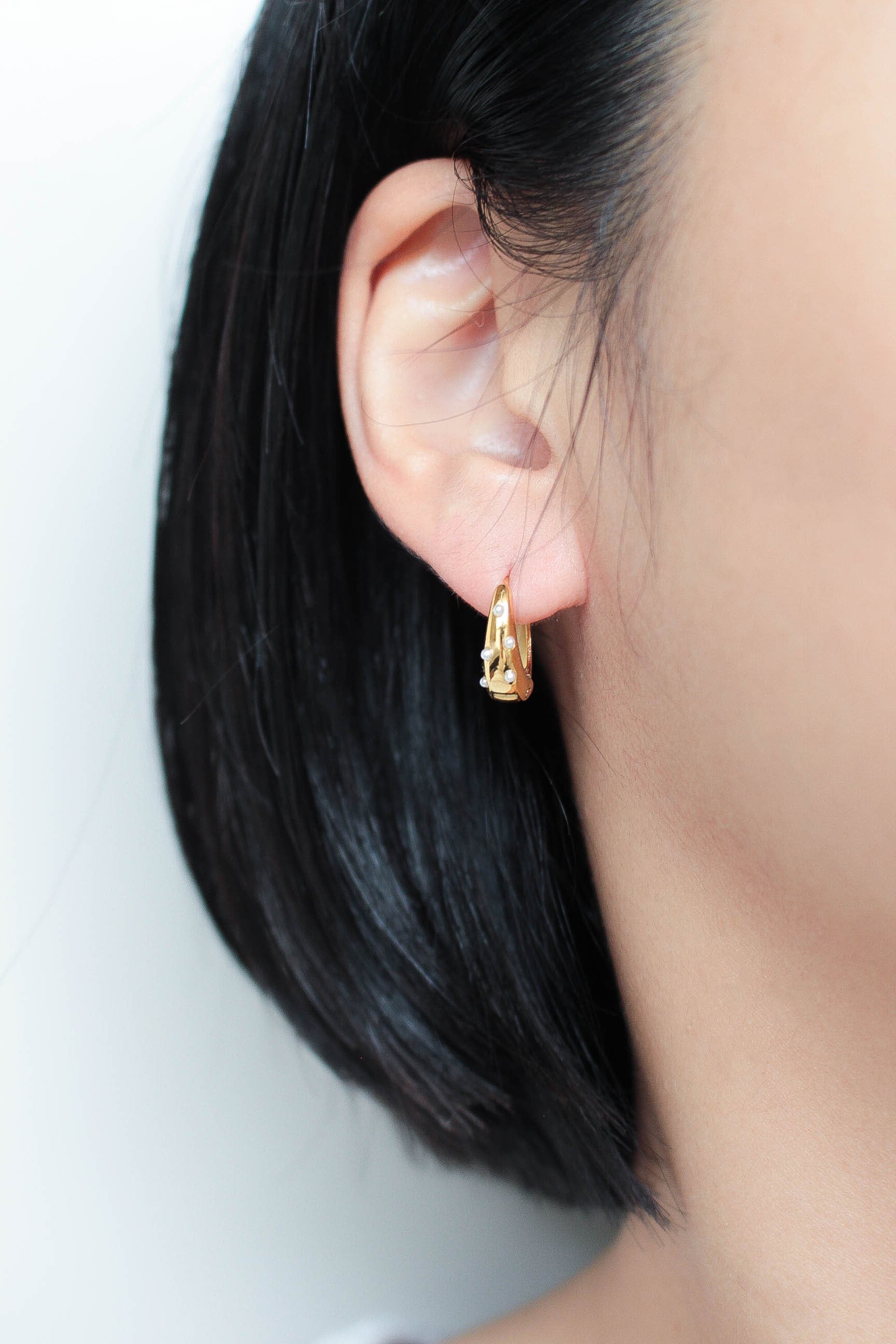 Drop Hoop Pearl Pierce | ebine(エビネ)|金属アレルギー対応アクセサリー